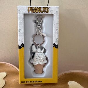 Peanuts Clip On Bag Charm with Snoopy on Ice Cream Cone